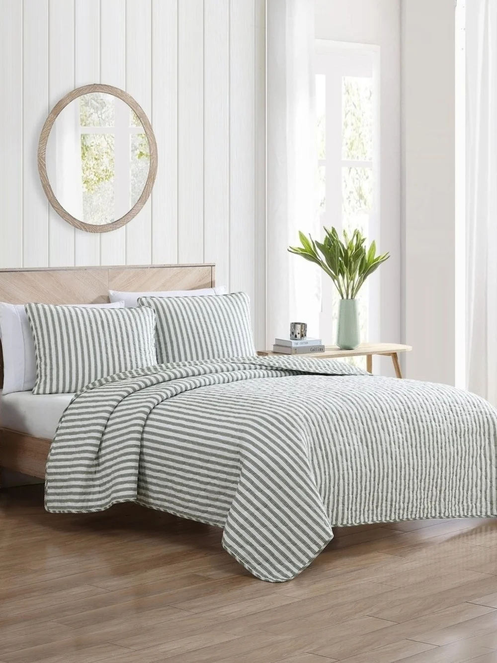 NEW King Stone Cottage Willow Way Green Quilt Set – 100% Cotton | Sealed